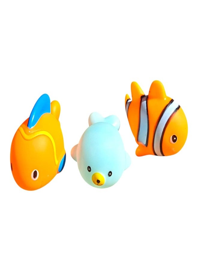 JNiL Cute Animals Swimming Water Toys Non-Toxic, BPA Free Colorful Soft Rubber Float Squeeze Sound Squeezy Bathing Toy for Baby Chu Chu Toy Set - Image 3